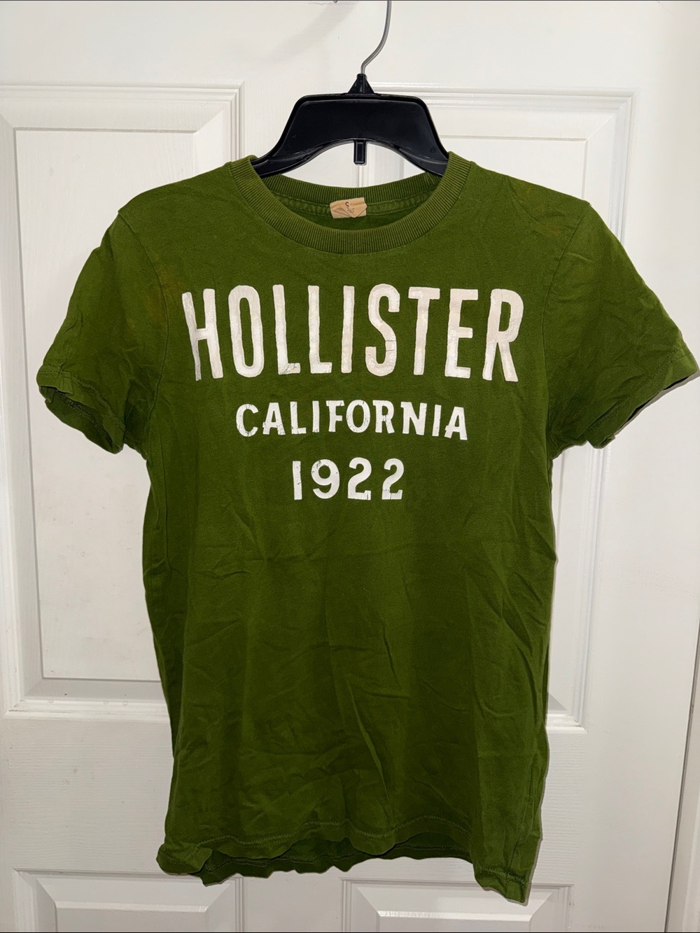 Hollister Olive Green Logo Tee with White Text